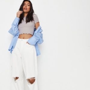 Missguided - Petite Gray crew-neck Crop Top